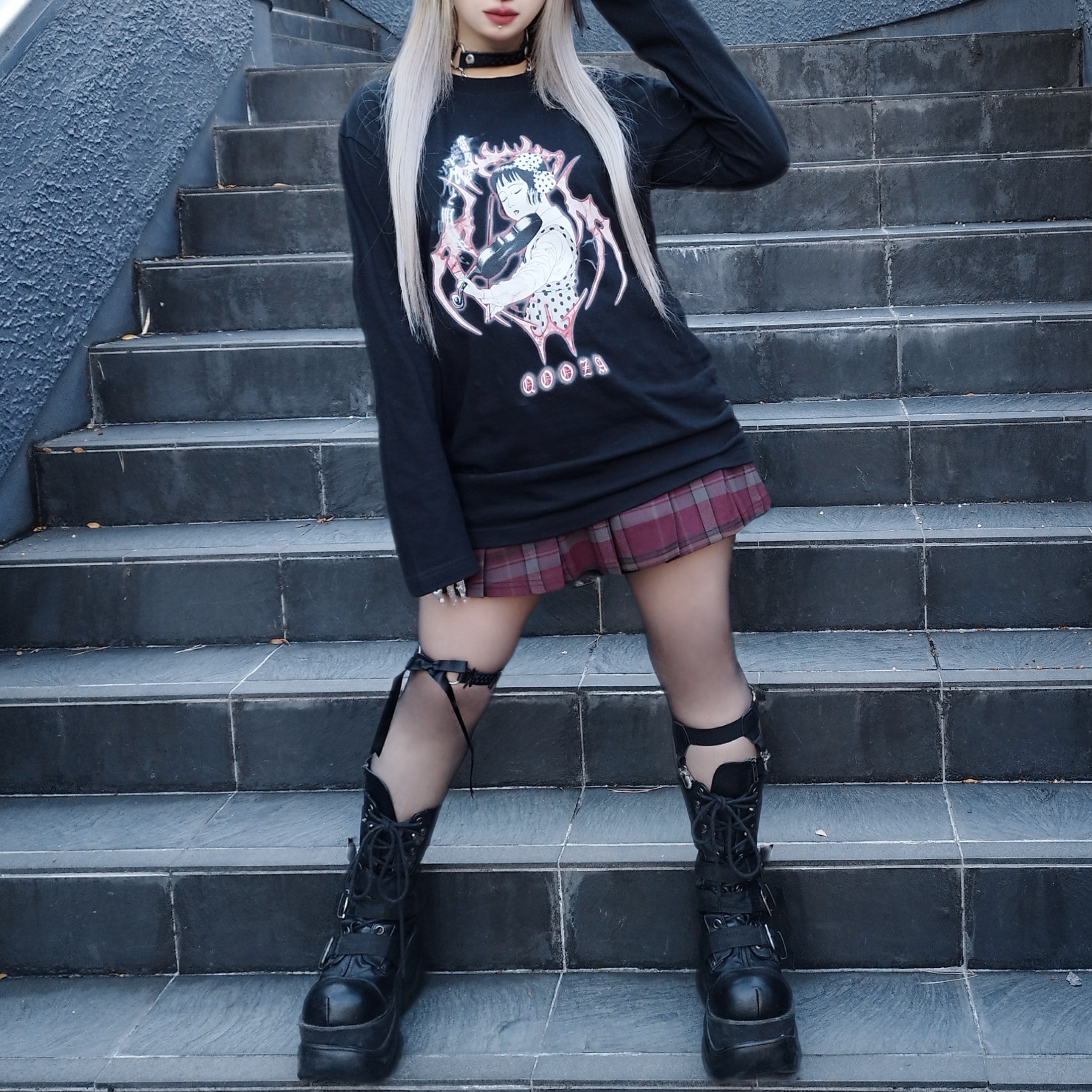 QOOZA × 丸尾末広コラボ / 少女椿「第四話」L/S TEE - QOOZA