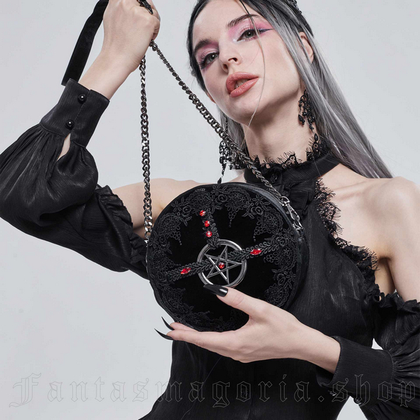 廃盤品】PUNK RAVE ゴシック首輪編上げ＆姫袖レースカットソー 黒×紫