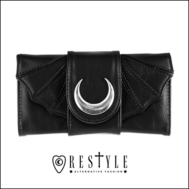 RESTYLE リスタイル / Bat Wings Wallet PU Crescent Gothic Moon purse 財布 - QOOZA