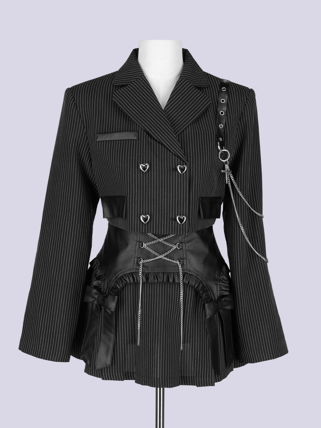 『格安』 IMVAL Cut-out Jacket & Skirt Set IMVAL / Cut-out Jacket & Skirt Set［STRIPE］ - QOOZA