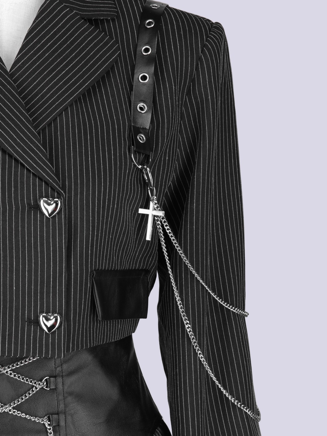 IMVAL / Cut-out Jacket & Skirt Set［STRIPE］ - QOOZA
