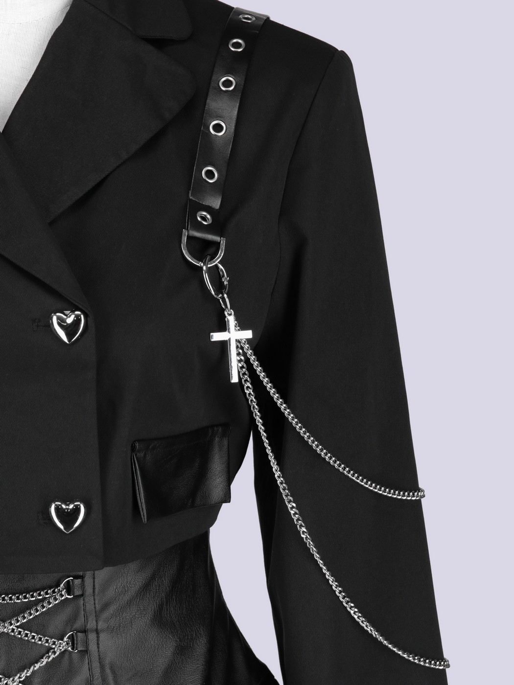 IMVAL / Cut-out Jacket & Skirt Set［BLK］ - QOOZA