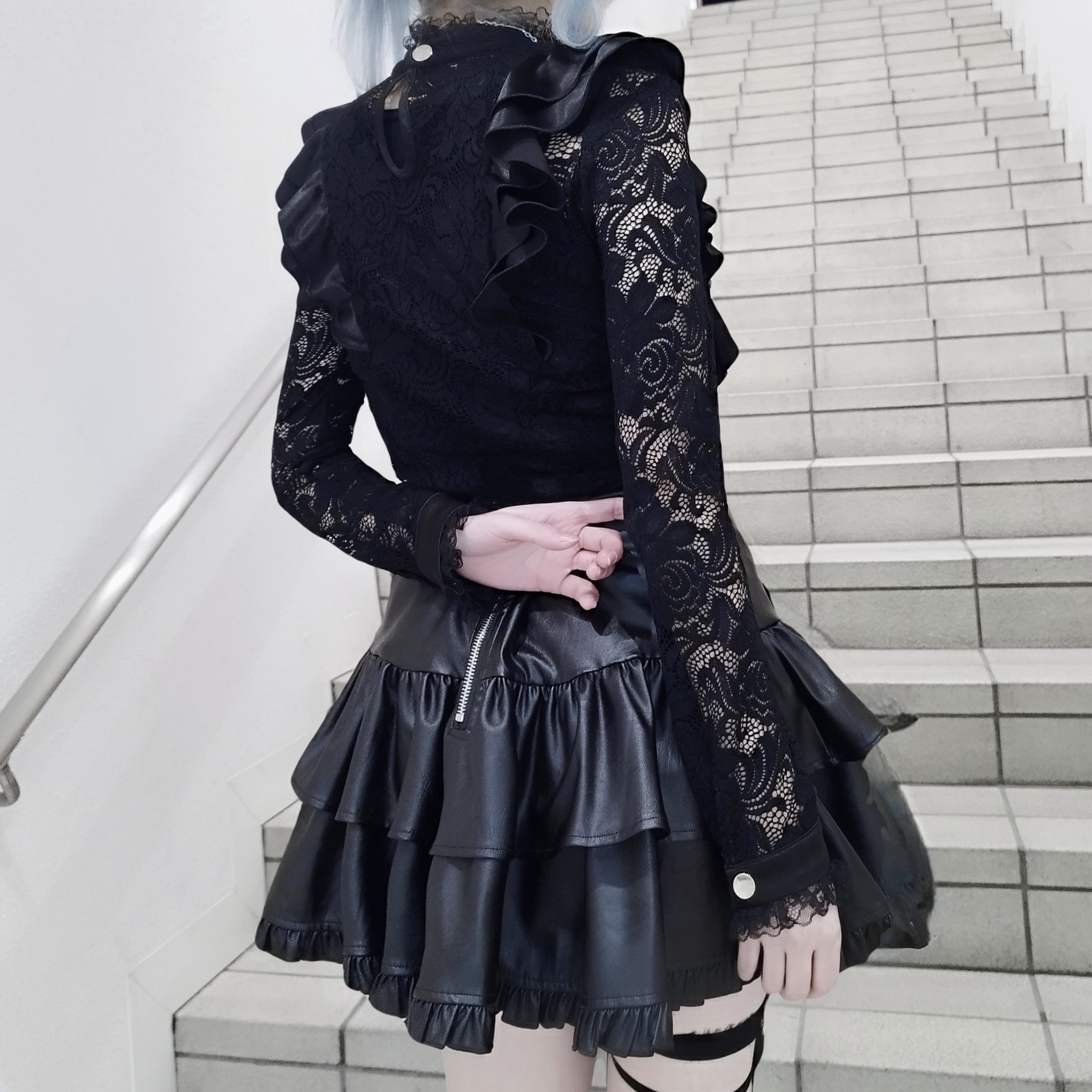 QOOZA IMVAL ブラウス IMVAL / Highneck Lace Blouse [BLK] - QOOZA