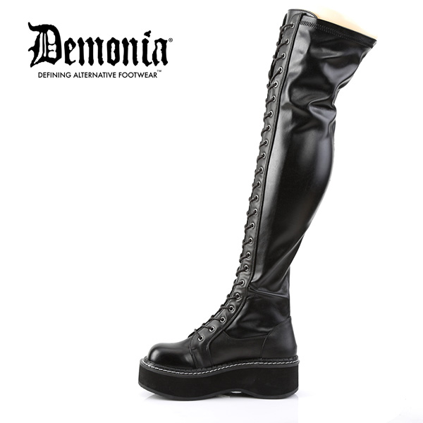 DEMONIA / EMILY-375 Blk Str Vegan Leather［EMI375/BVL］ニーハイ