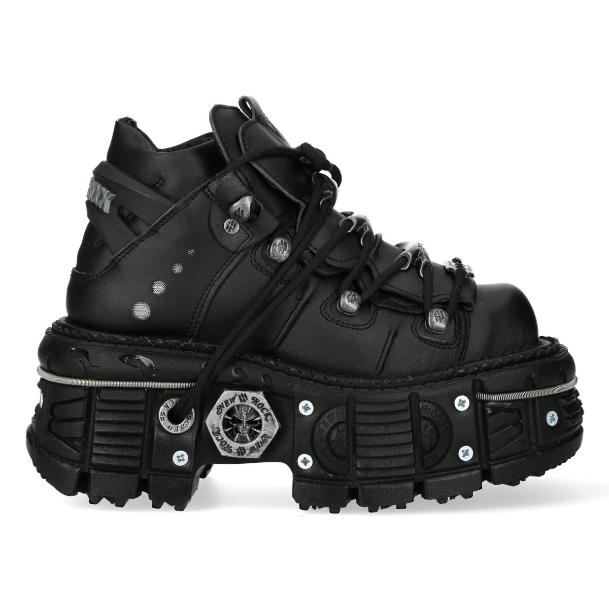 NEW ROCK / ANKLE BOOT BLACK IMPERFECT WITH LACES M-TANK006C-V1