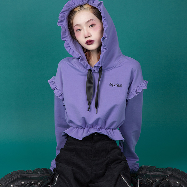 SAGI DOLLS / Frilled purple hoodie パーカー（SG0004） - QOOZA