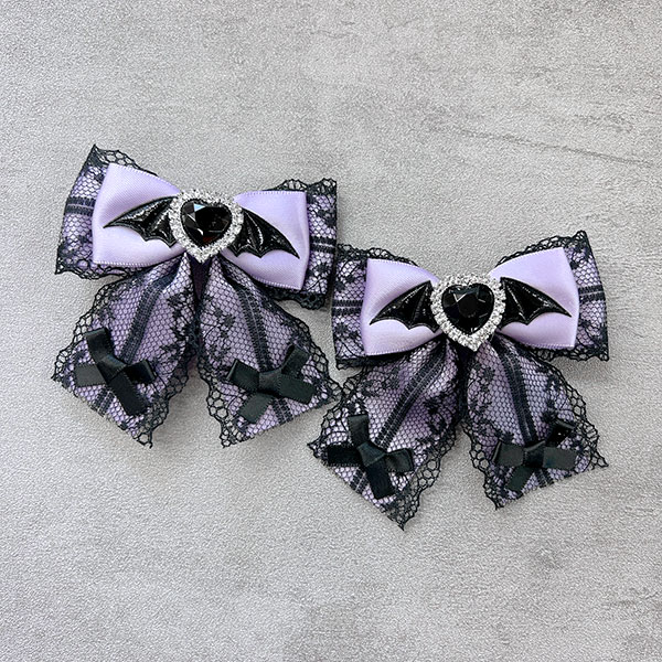 ののりぼん / デビルリボン ヘアクリップ［水色×ブラック］（NON035