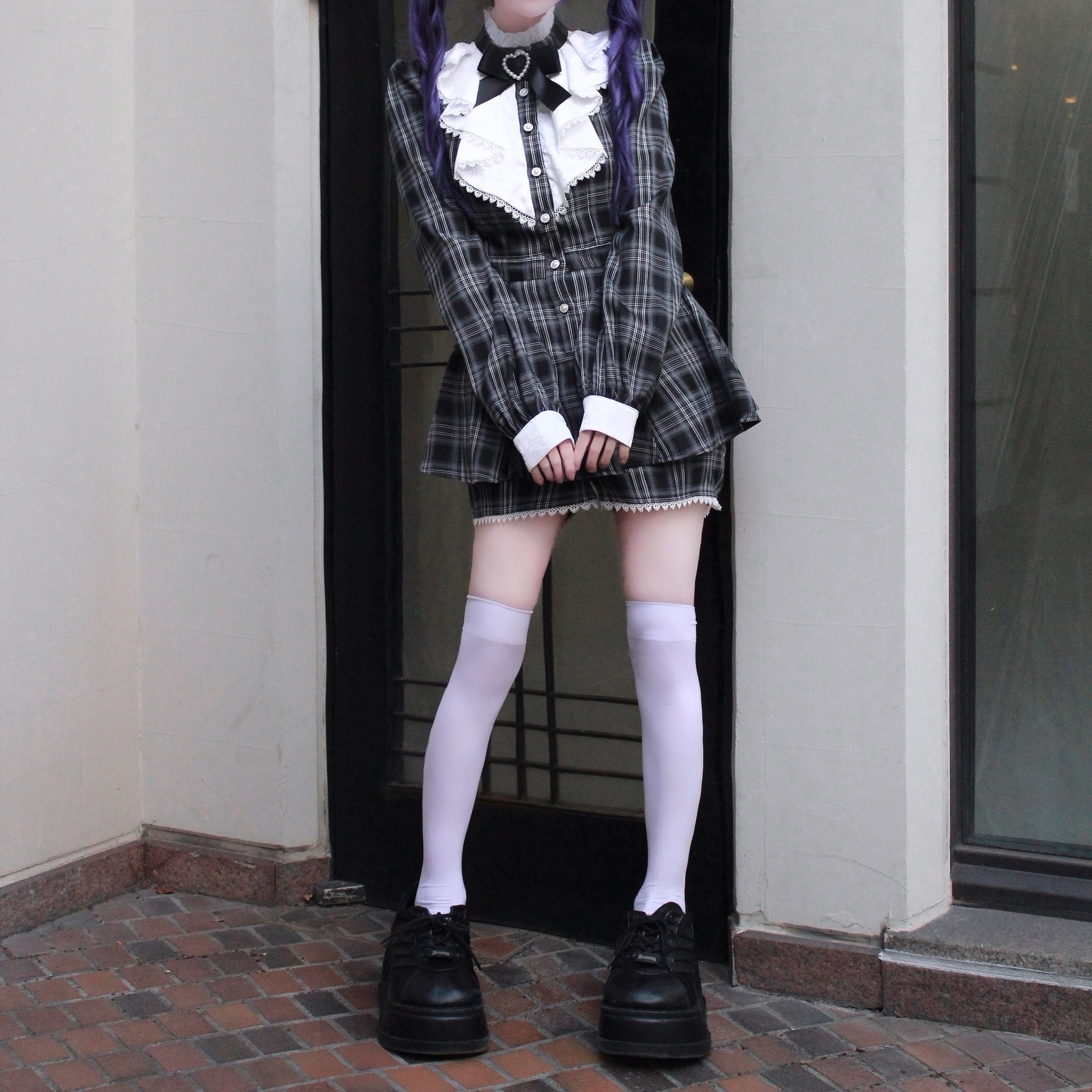 QOOZA Dark in Love パンクロックレッドチェックフリルドレス 0201121010_65bb0b927964c.jpg