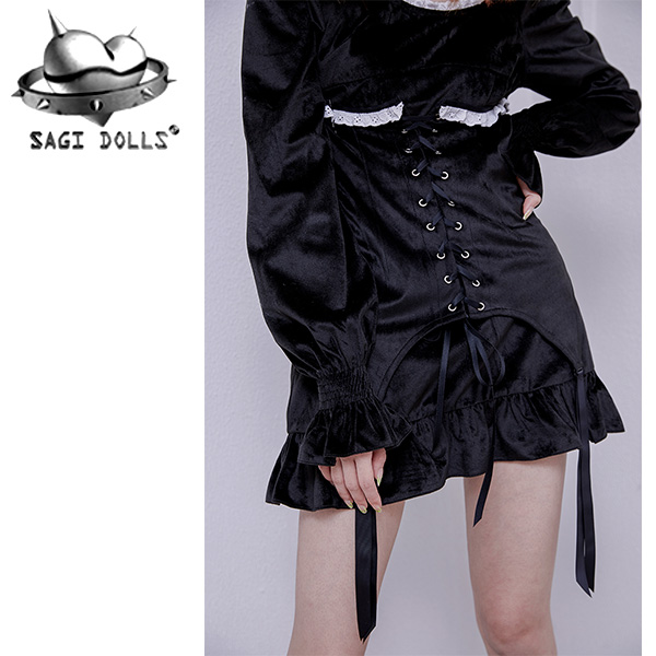 SAGI DOLLS / Velvet girdle ribbon dress（SG0010）
