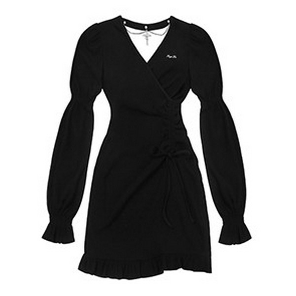 SAGI DOLLS 黒ワンピースCross choker knit dress | hartwellspremium.com