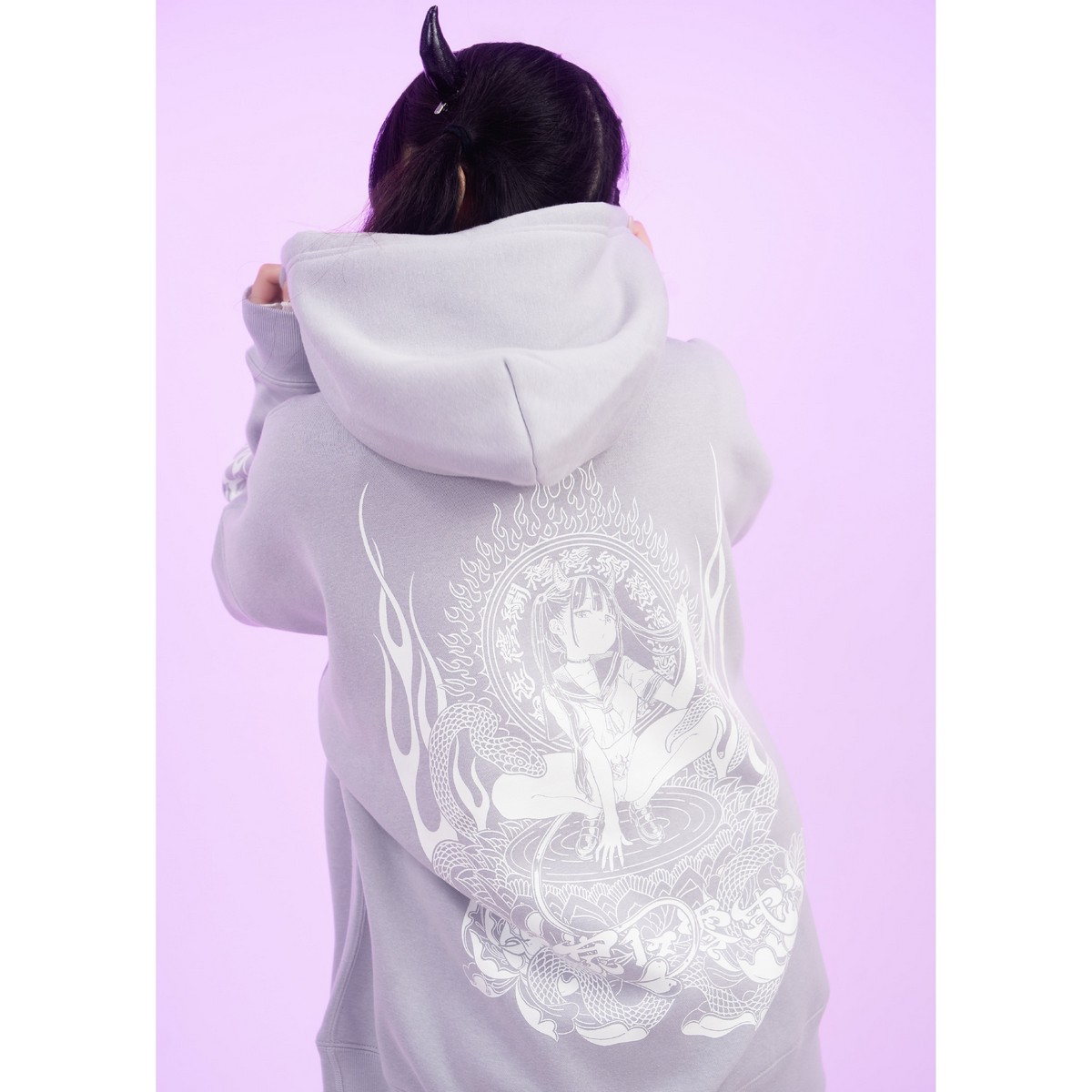 東京13零式 / Hoodie 淫魔観音［Frost purple］ - QOOZA