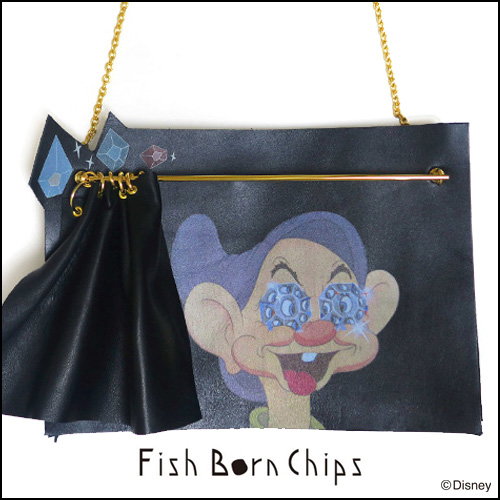 Fish Born Chips◆個性的デザイン 本革 2way ショルダーバッグサイズ約H20cm×W30cm