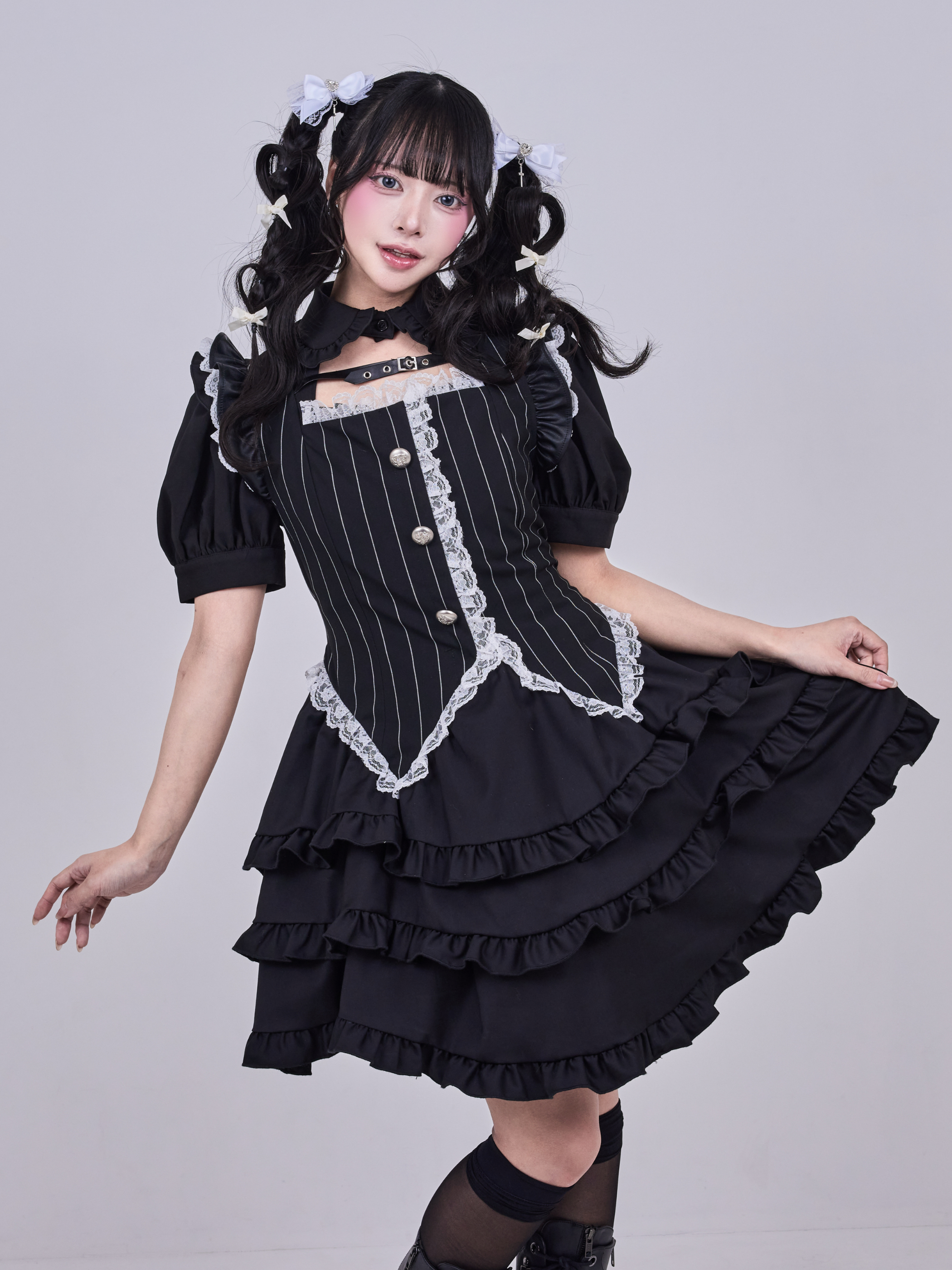 IMVAL / Layered Vest Dress［STRIPE］ - QOOZA
