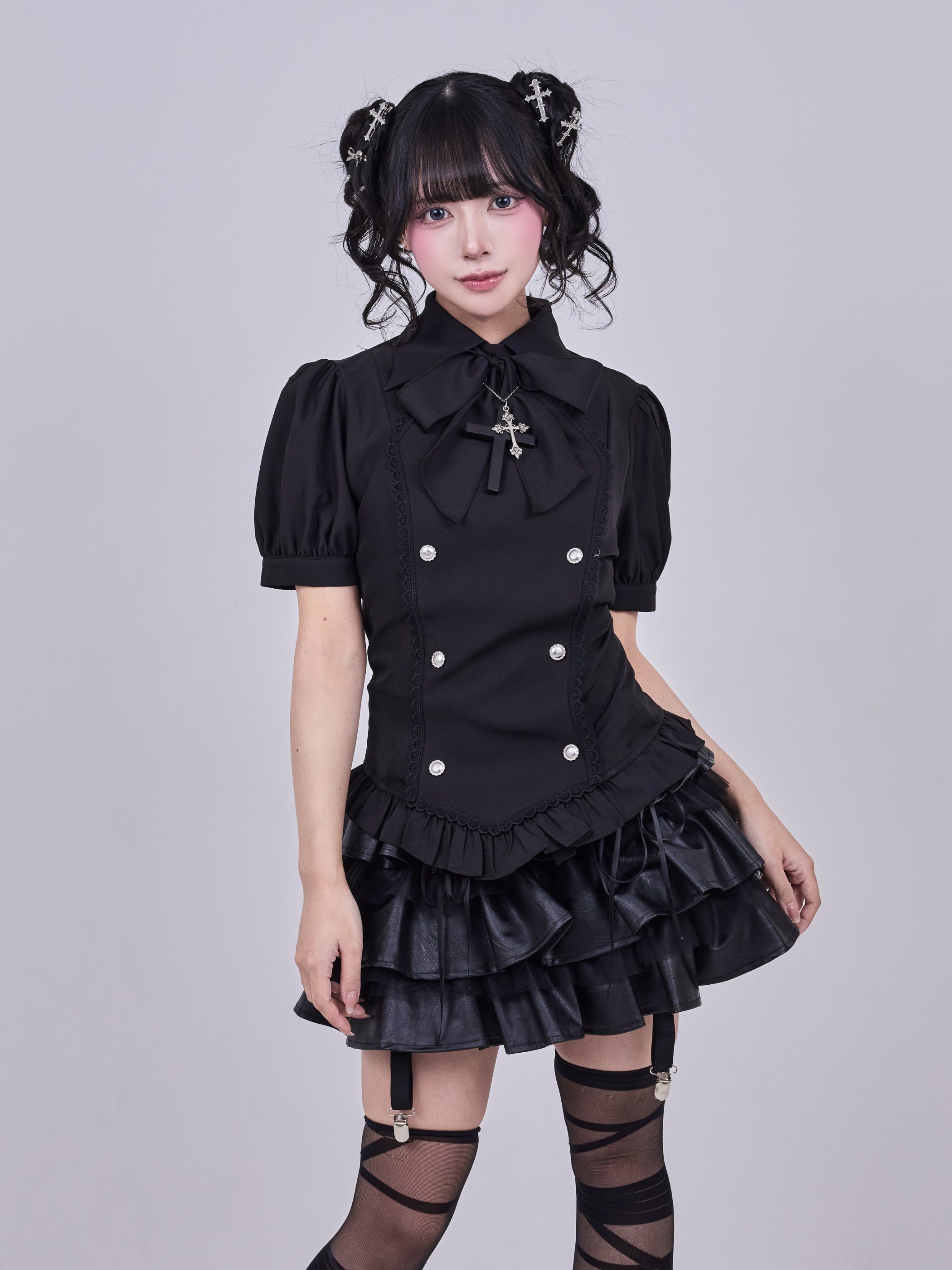 IMVAL / Napoleon Ribbon Blouse［BLK］ - QOOZA