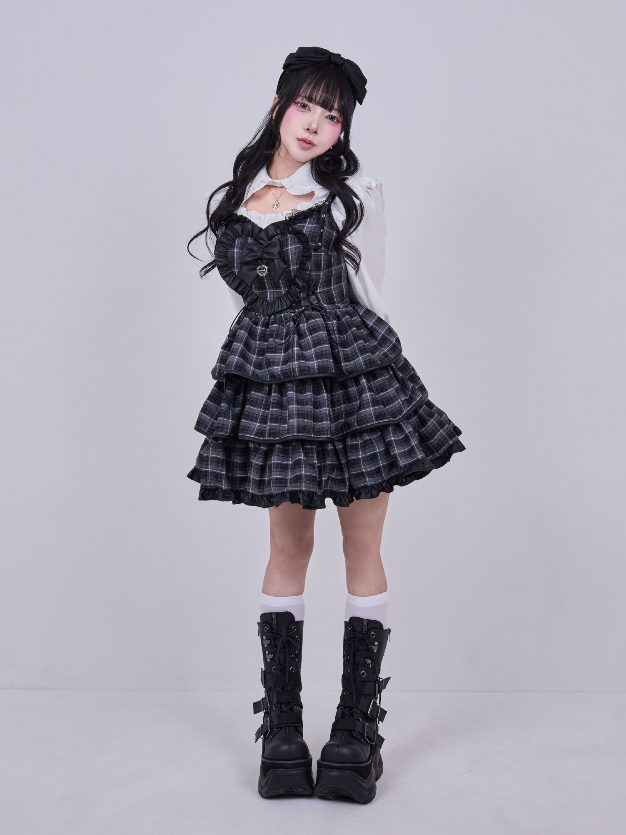 IMVAL / Frill Heart Dress［GRY］ - QOOZA