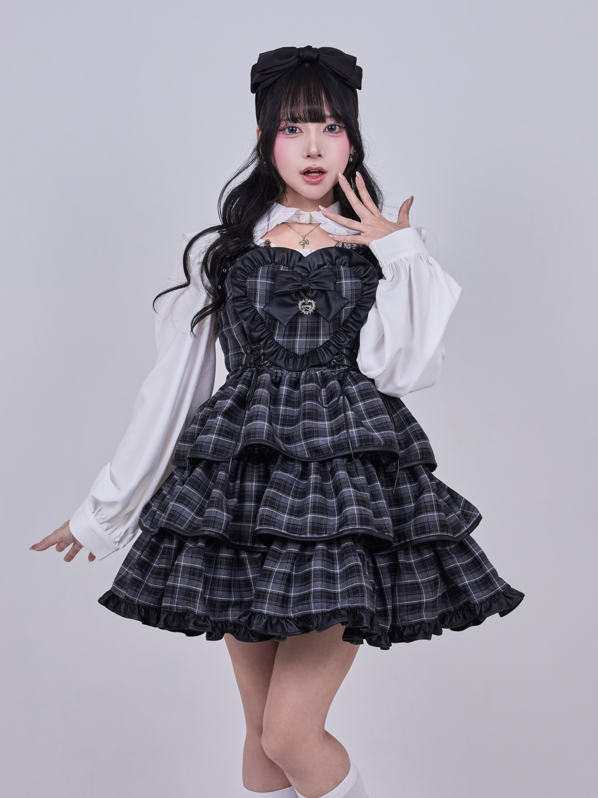 IMVAL / Frill Heart Dress［GRY］ - QOOZA