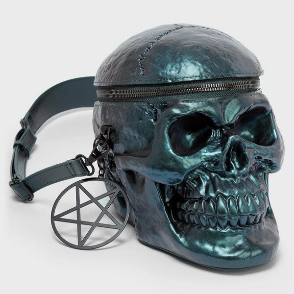 KILLSTAR / Grave Digger Skull Handbag [GREEN OIL SLICK 