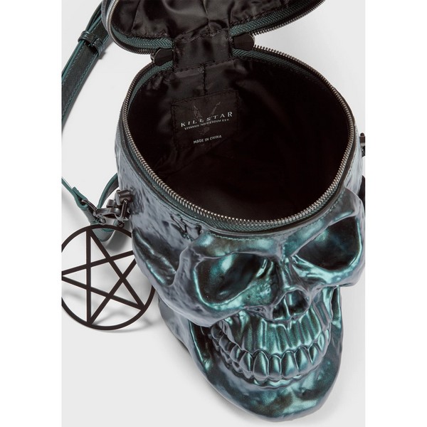 KILLSTAR / Grave Digger Skull Handbag [GREEN OIL SLICK