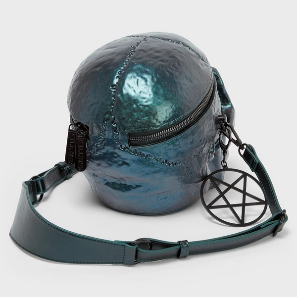 KILLSTAR / Grave Digger Skull Handbag [GREEN OIL SLICK