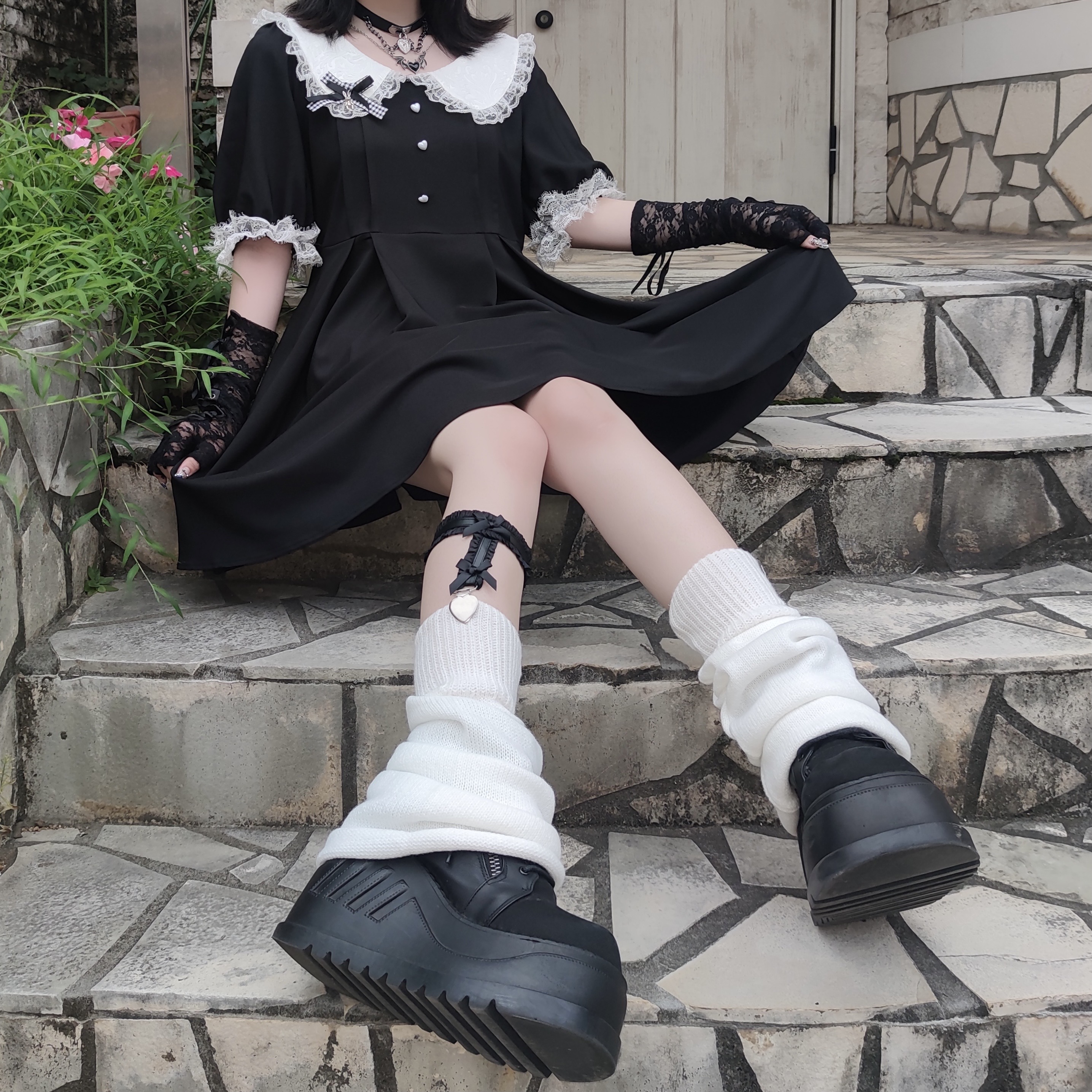 Dark in Love / Gothic lolita lace-trim rabbit ear dress ワンピース 