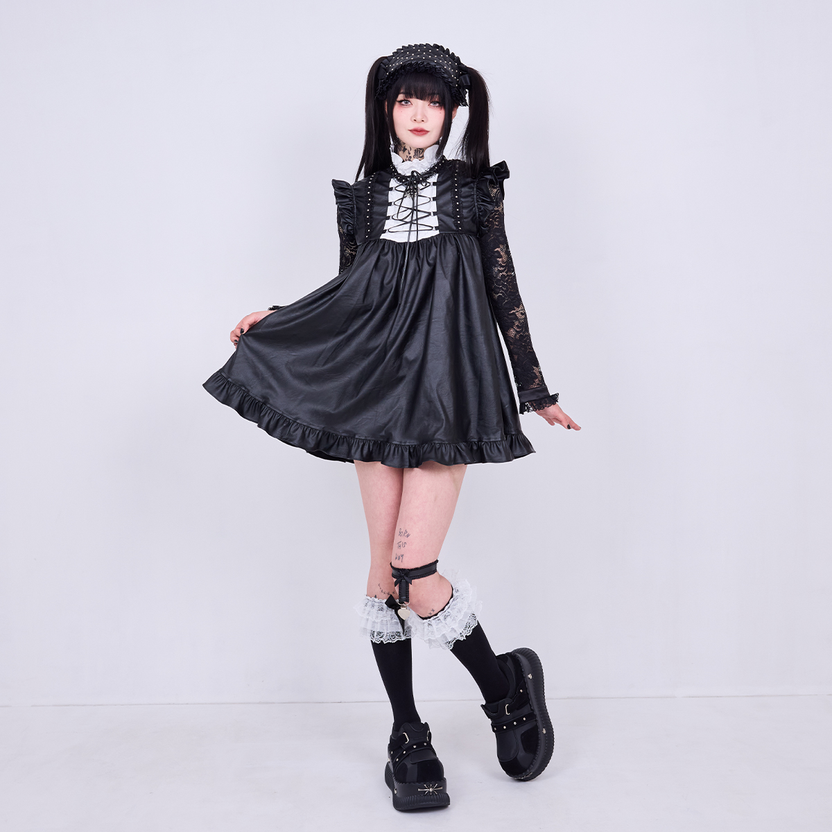 IMVAL / Leather Doll Dress [BLK] - QOOZA