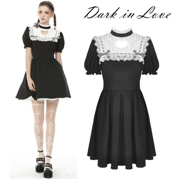 Dark in Love / Women's hollow out peach heart melanism Alice dress 