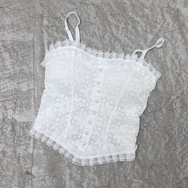 Nodressキャミソール フリルニットキャミソール クロップドニット ノースリーブニット