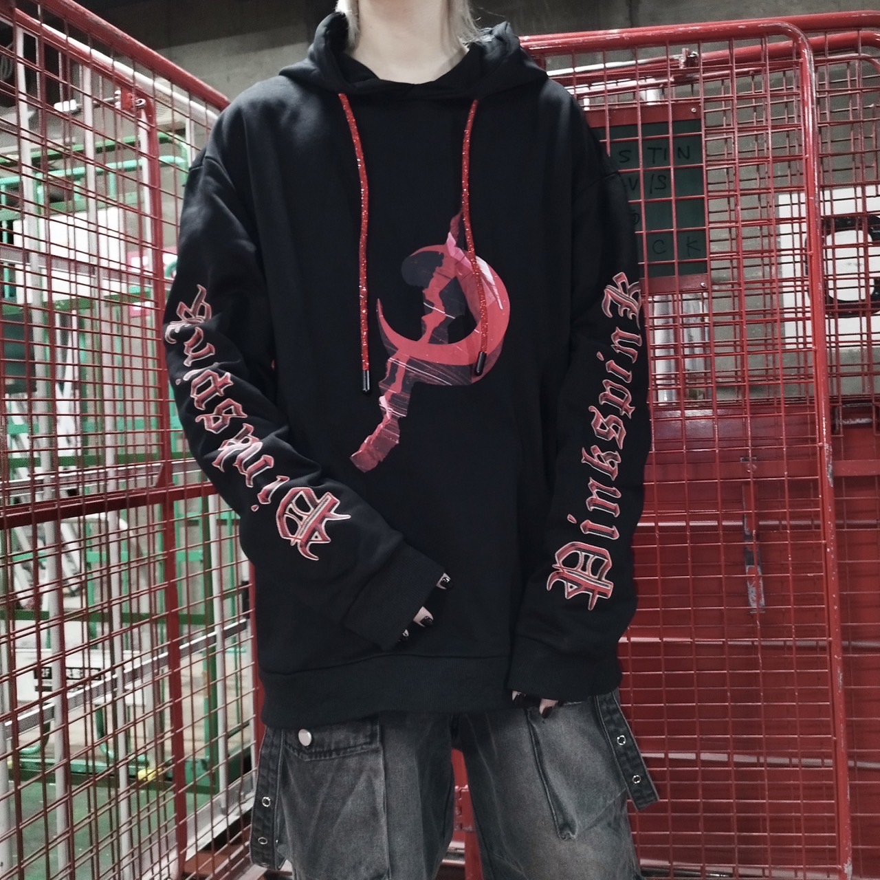 QOOZAセレクト / ［PINKSPINK］diamond rope hoodie［BLK］（PP096 