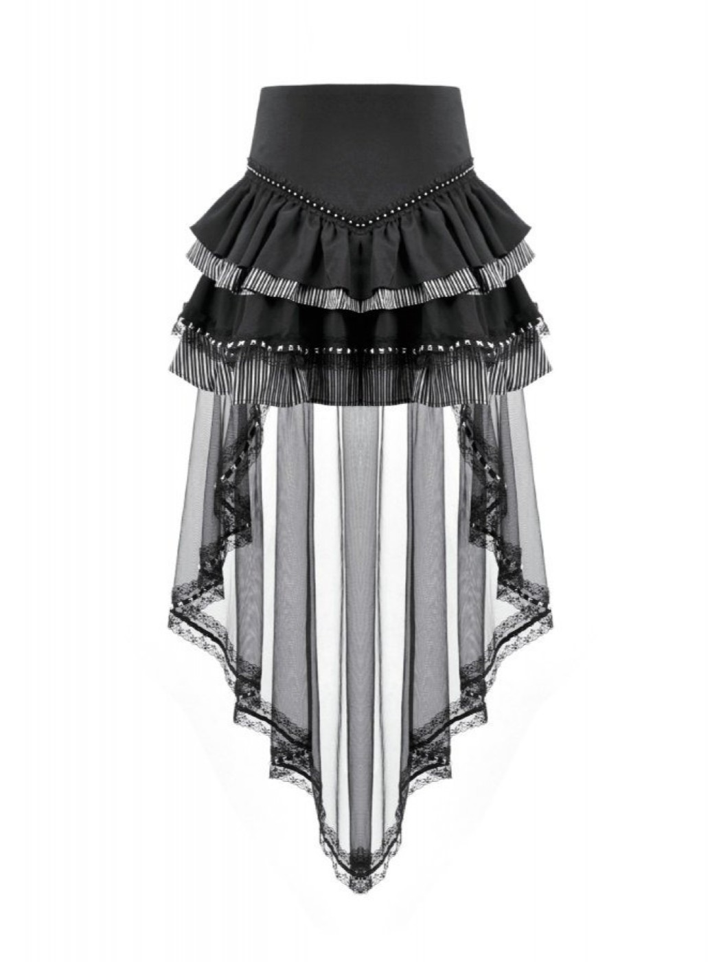 Dark in Love / Gothic Punk Vintage Layered Mesh Tail Skirt - QOOZA