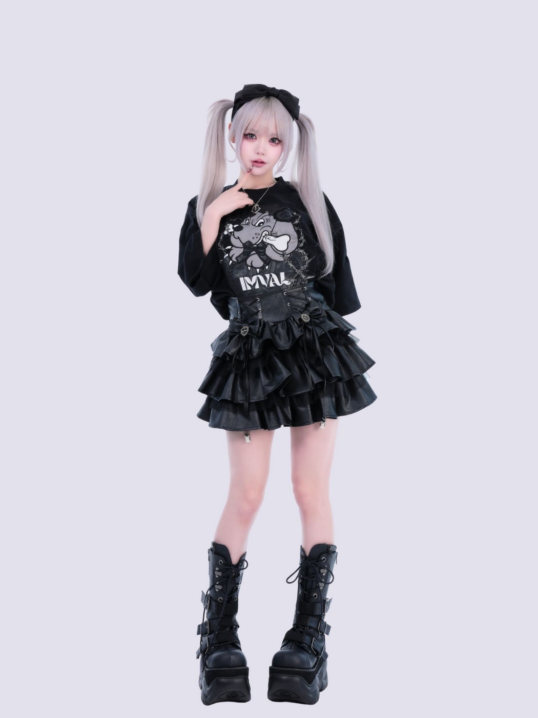 IMVAL×GALFY / Doll Dog Damaged TEE-BLK - QOOZA