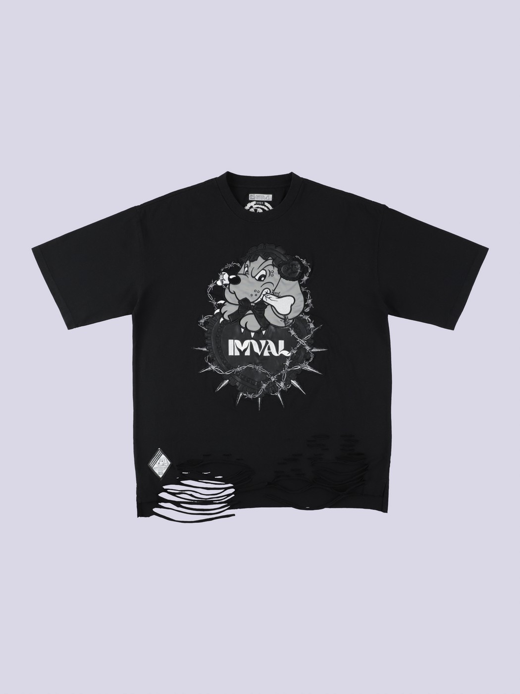IMVAL×GALFY / Doll Dog Damaged TEE-BLK - QOOZA