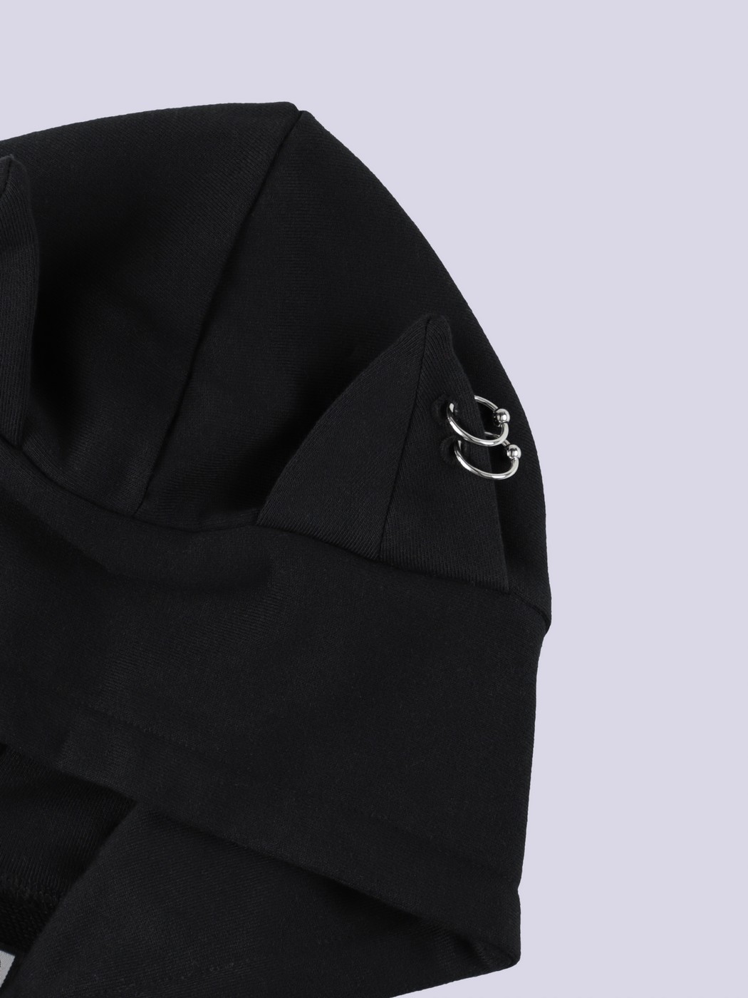 IMVAL×GALFY / Cat Ear Cropped Hoodie-BLK - QOOZA