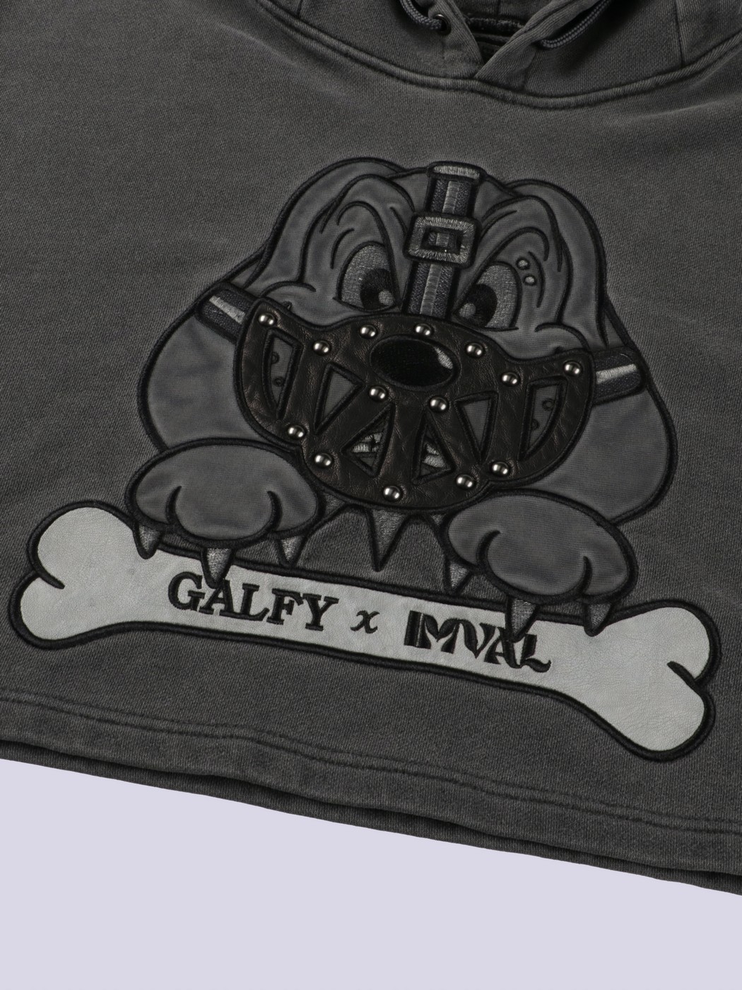 IMVAL×GALFY / Cat Ear Cropped Hoodie-INK - QOOZA
