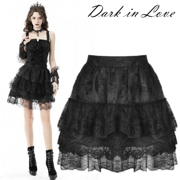 Dark in Love / Gothic lolita frilly lace mini skirt［KW220］ - QOOZA