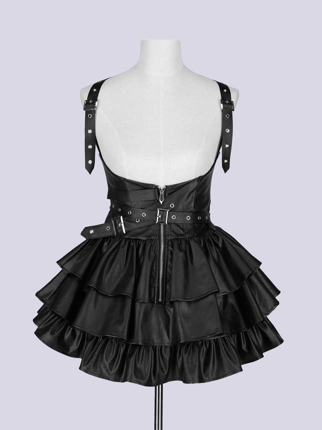 【最新入荷】 / IMVAL Frill QOOZA - [BLK] Dress Leather スカート