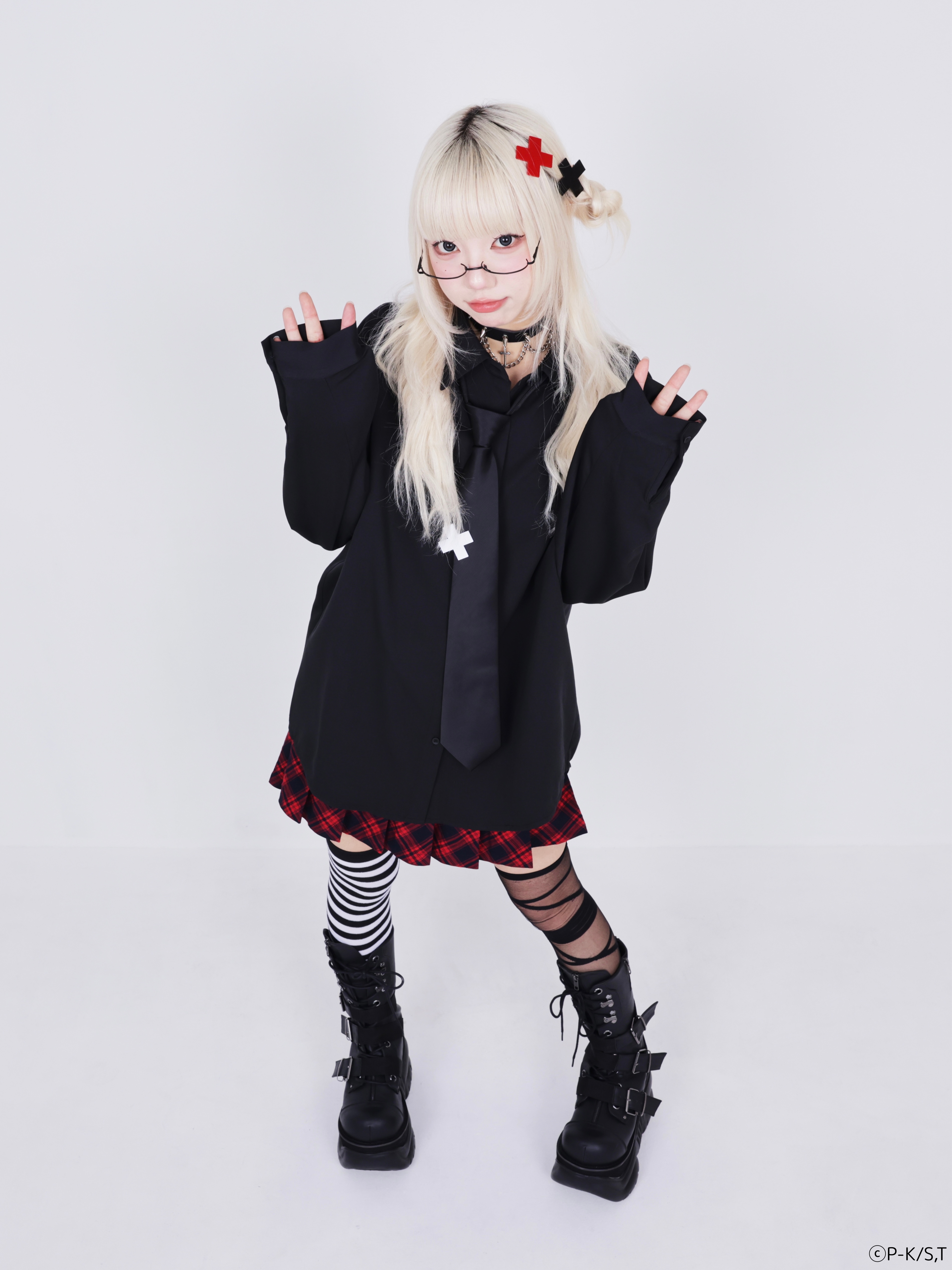 しゅごキャラ　tシャツ　qooza フリーサイズ QOOZA × しゅごキャラ！ / ブラックシャツネクタイ - QOOZA