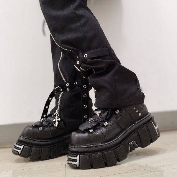 NEW ROCK / ANKLE BOOT BLACK TOWER WITH LACES 厚底 