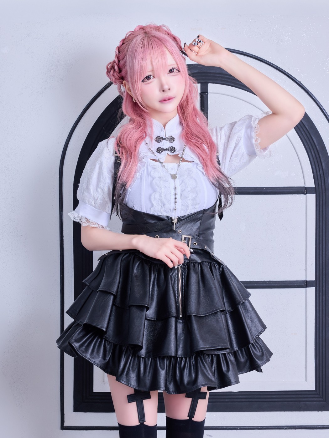 IMVAL / Mandarin Collar Frill Blouse - WHT - QOOZA