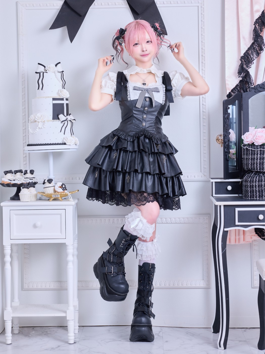 IMVAL / Cross Ribbon Tiered Dress - QOOZA