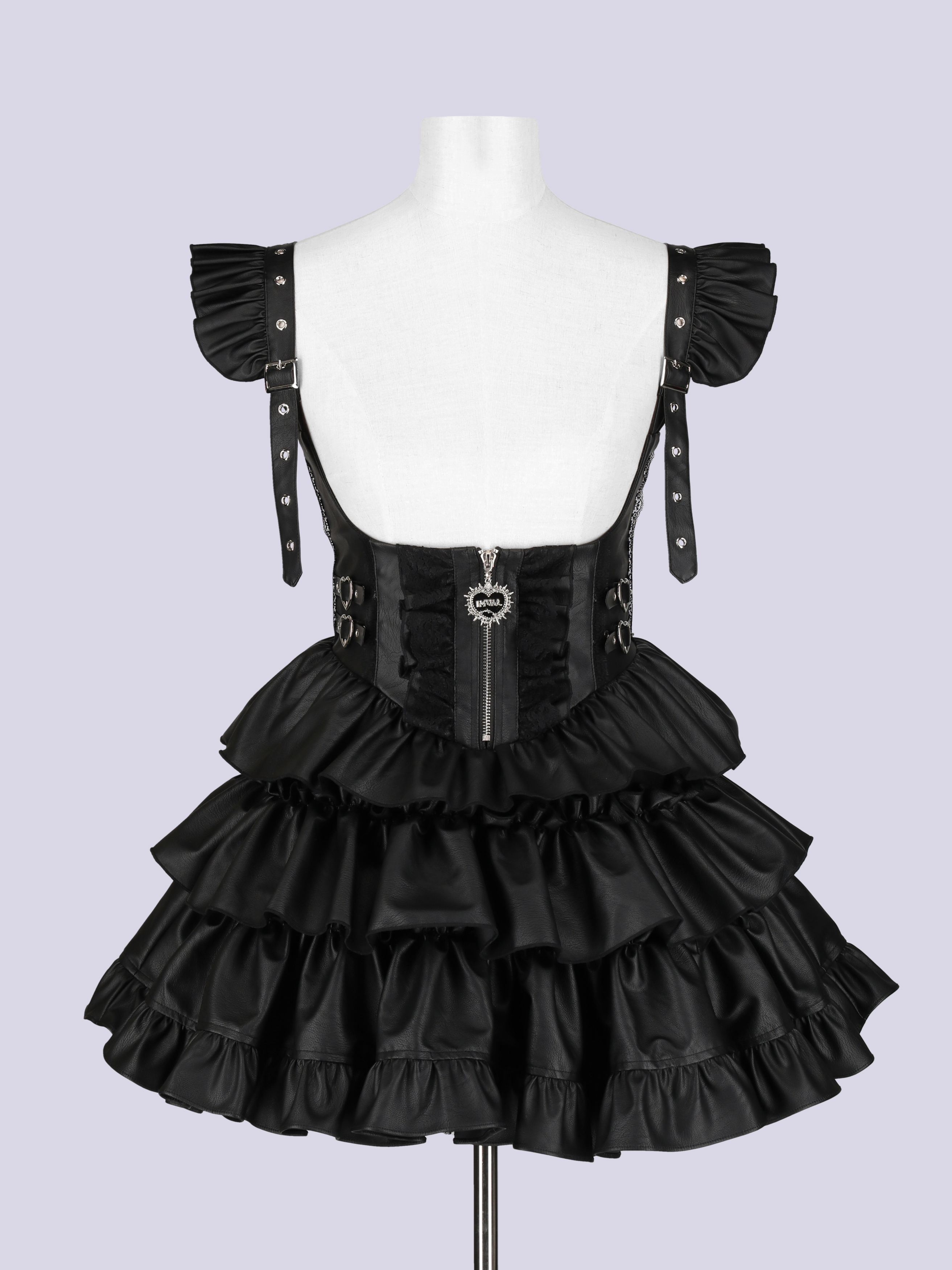 ワンピース IMVAL / Frill Leather Dress [BLK] QOOZA 1206102055_67525177b5b8b.png