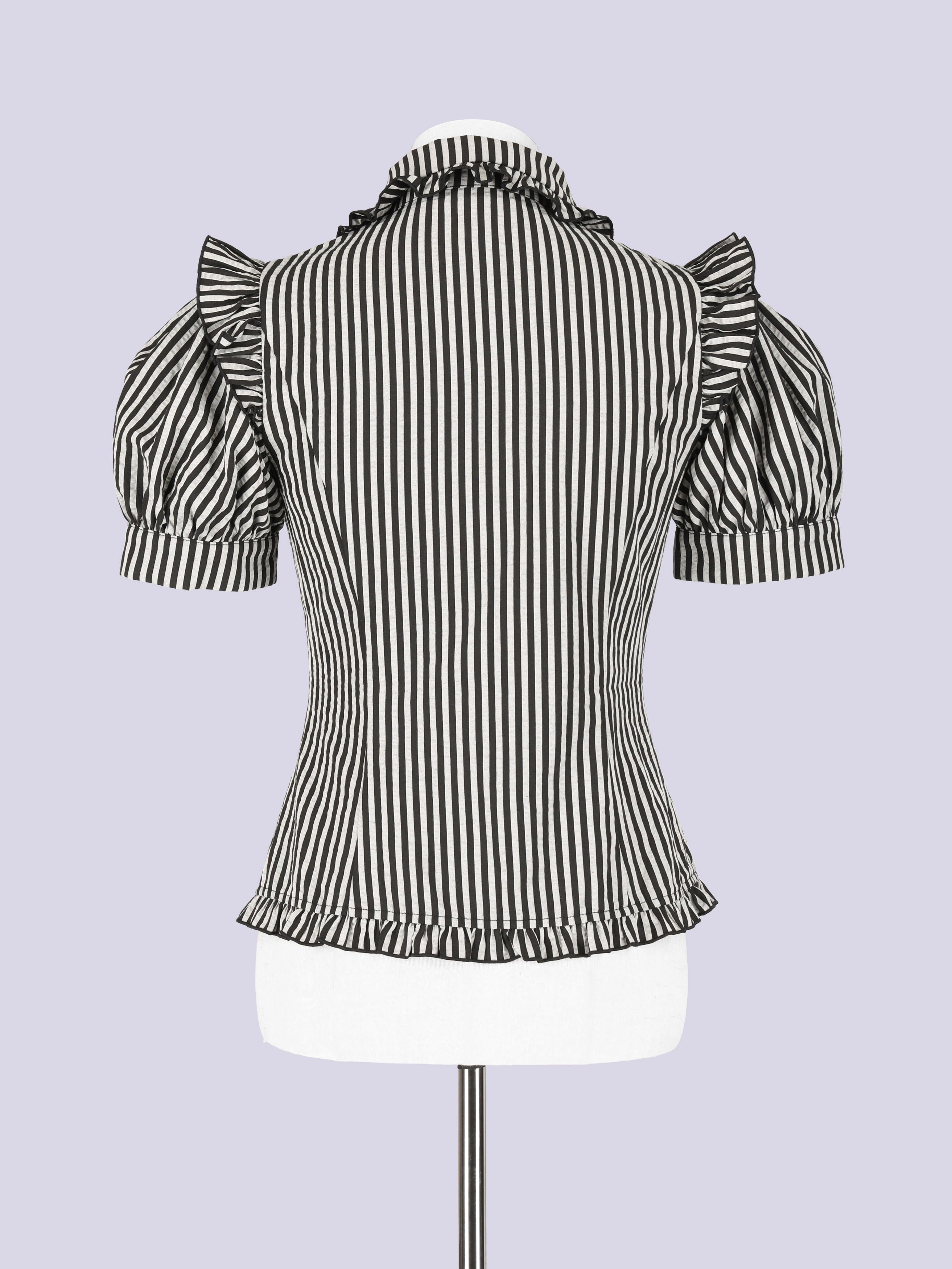 IMVAL / Heart Short Sleeve Shirt［STRIPE］ - QOOZA