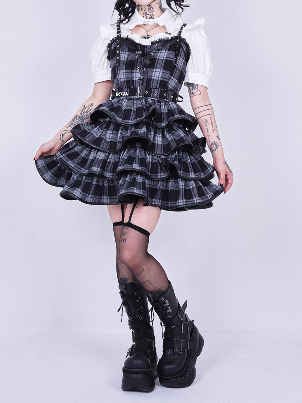 IMVAL Check Layered Dress ワンピース Qooza 0603131652_683e77346d558.JPG