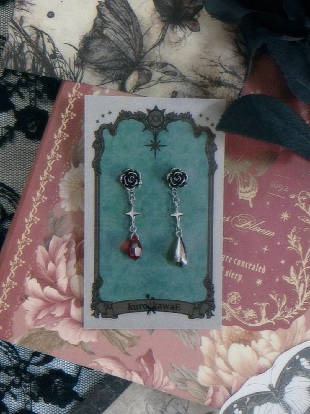 kuro_kawaE / 薔薇の雫ピアス-イヤリング - QOOZA