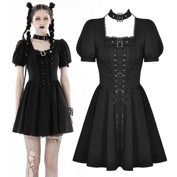 Dark in Love / Punk rock lace up dress ワンピース［DW862 