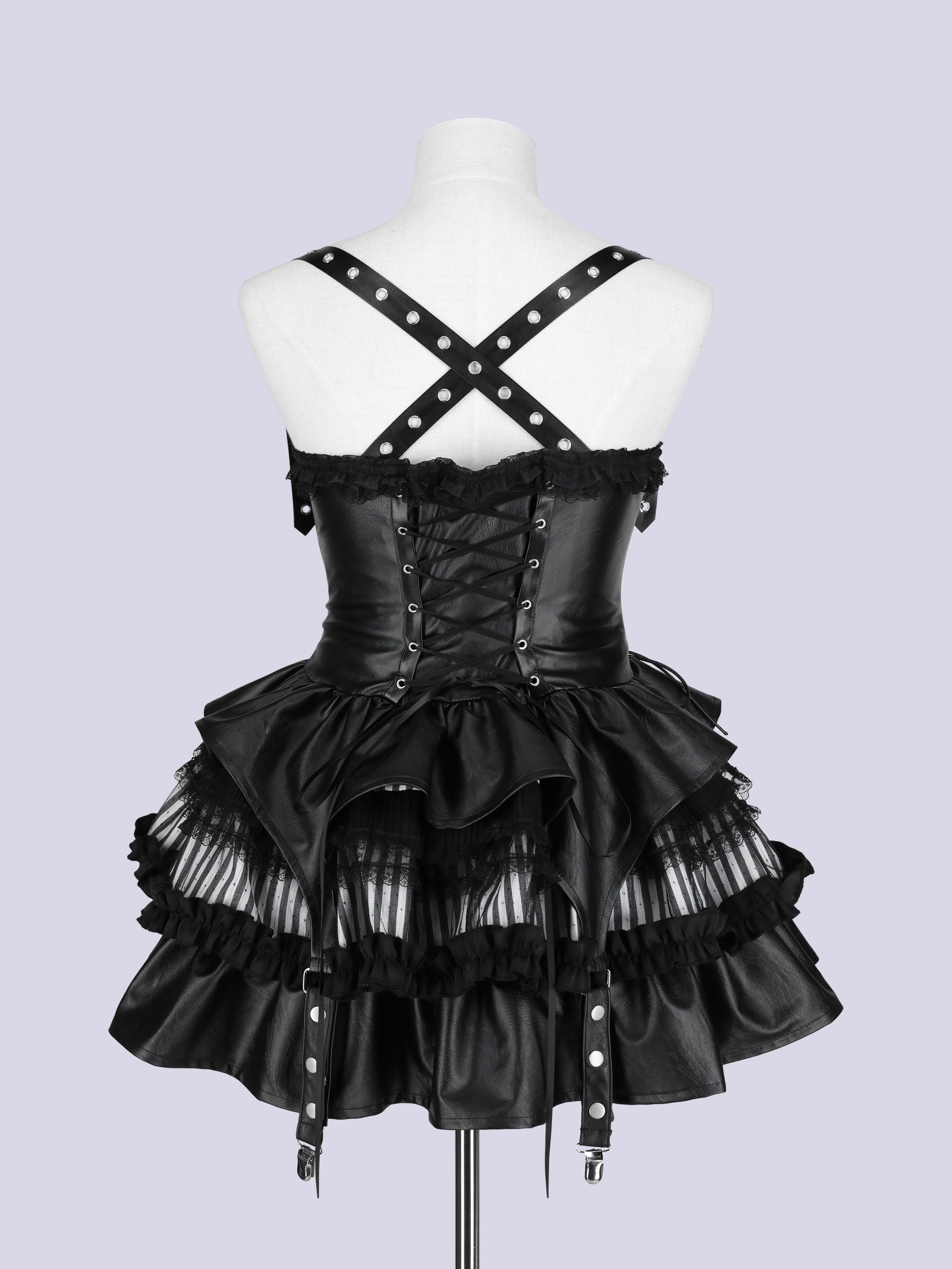 ジャケット・アウター IMVAL / Frill Leather Dress IMVAL / Lace Frill Leather Dress [STRIPE] - QOOZA