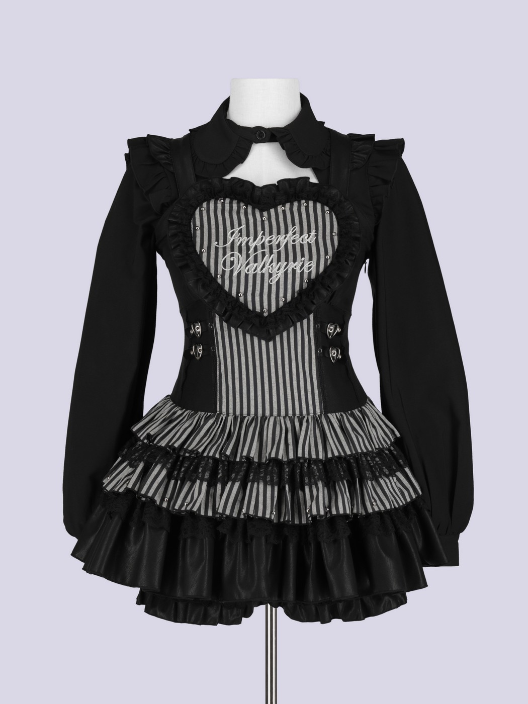 IMVAL / Heart Apron Dress - STRIPE - QOOZA