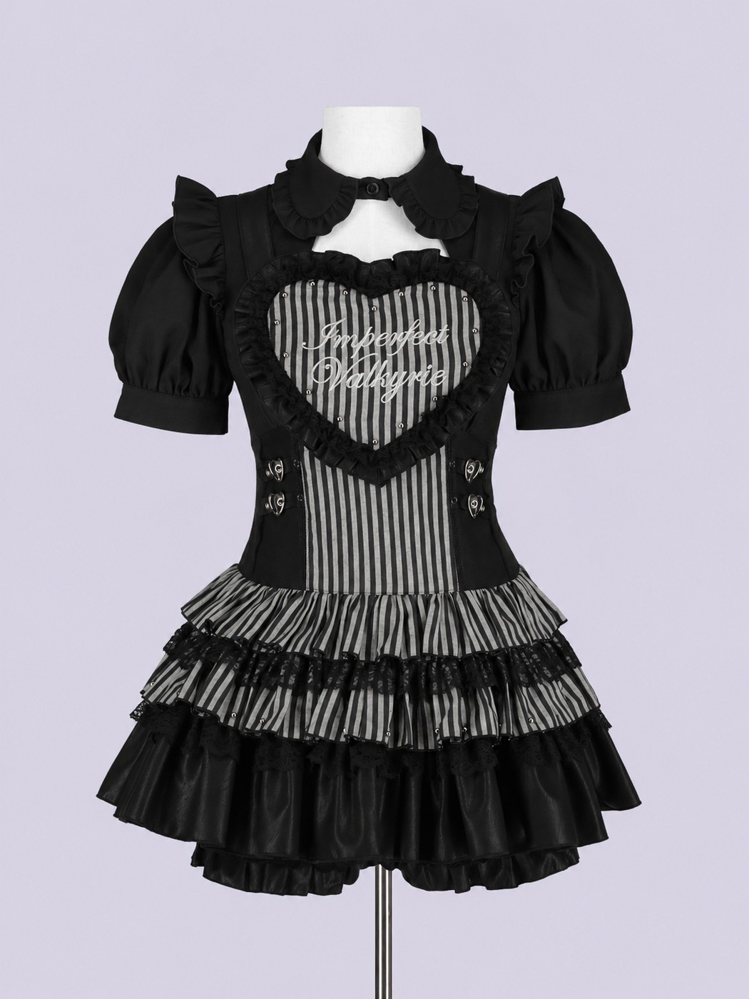 IMVAL / Heart Apron Dress - STRIPE - QOOZA