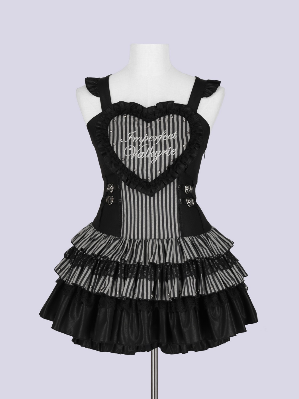 IMVAL / Heart Apron Dress - STRIPE - QOOZA