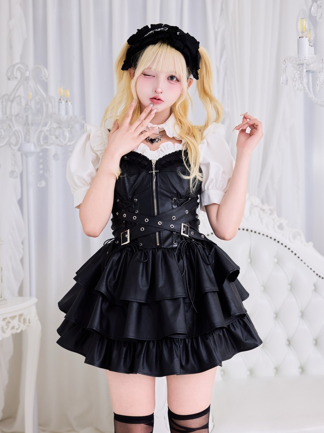 IMVAL / Cross Belt Leather Dress - QOOZA