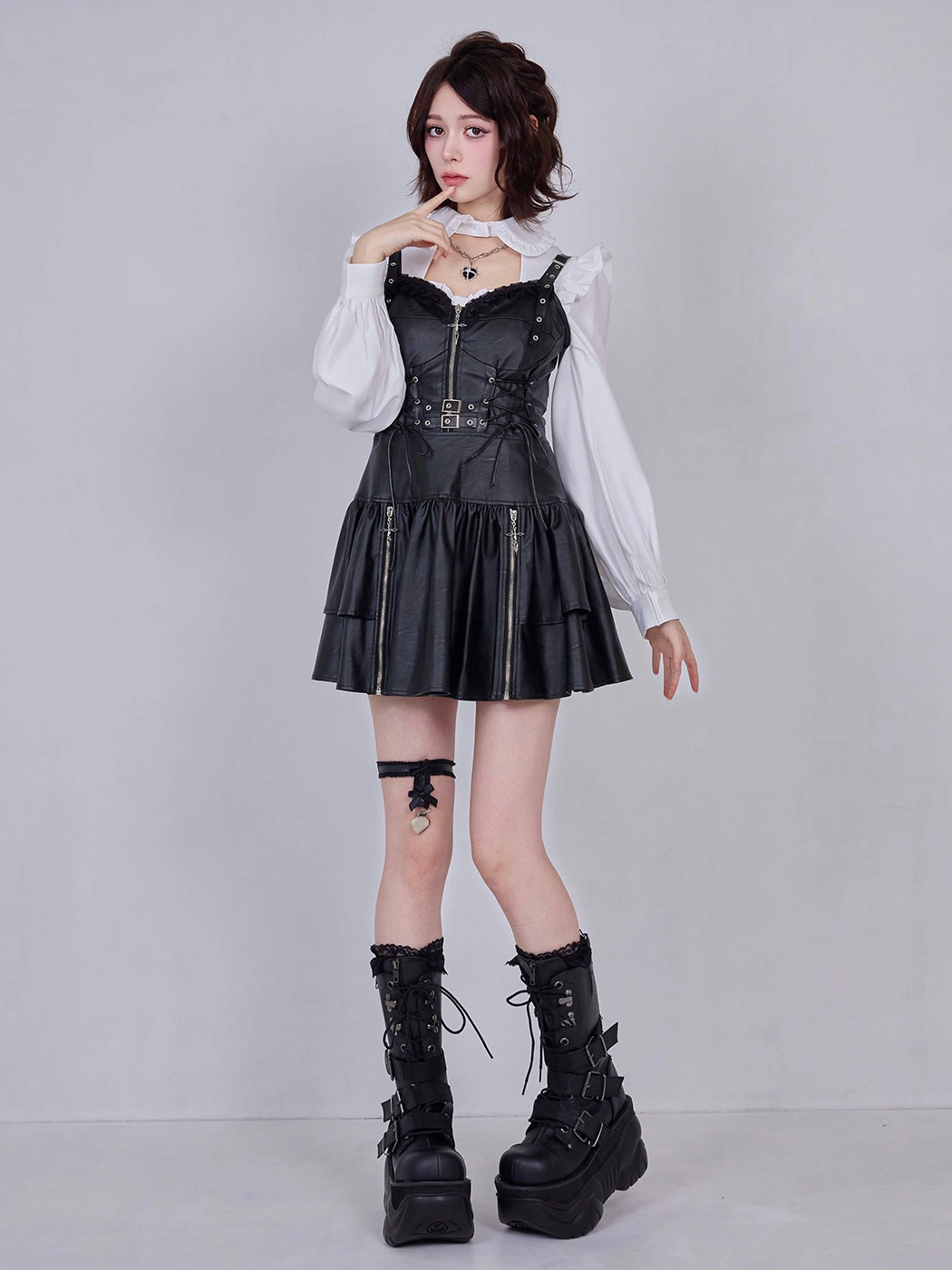 ワンピース IMVAL / Leather Set Up [BLK] qooza IMVAL / Leather Dress [BLK]（IMV002） - QOOZA
